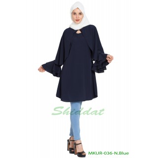 Modest Designer Kurti - Navy Blue